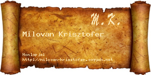 Milovan Krisztofer névjegykártya